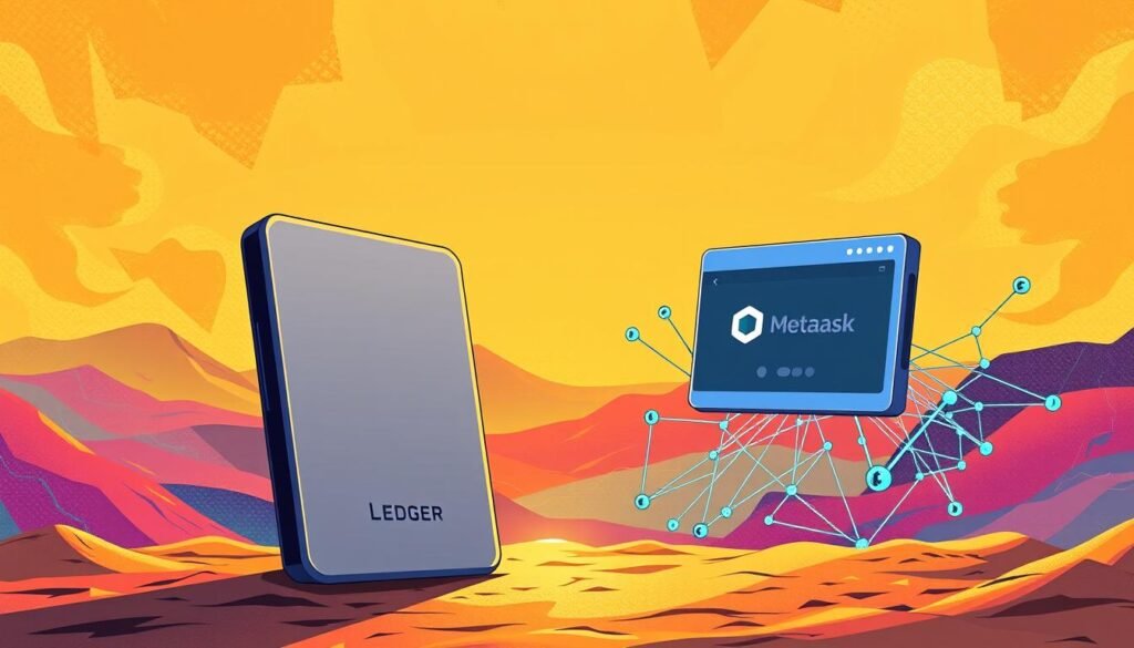 Ledger Live hardware wallet connecting with MetaMask on blockchain network